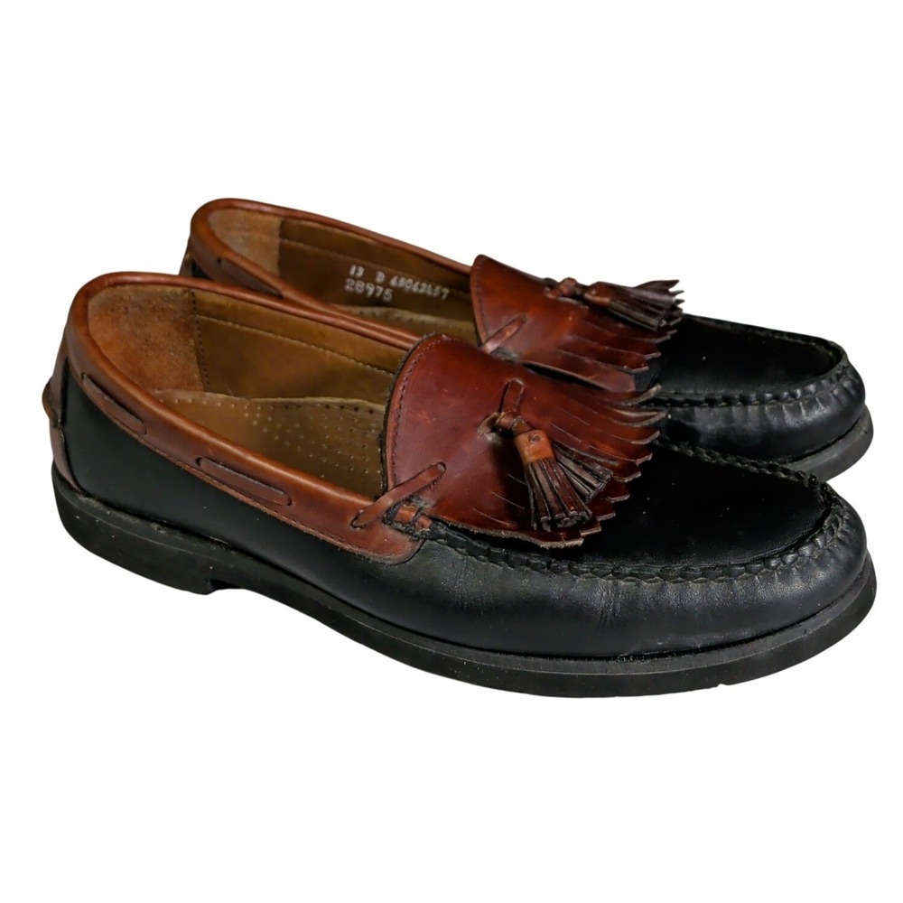 SEBAGO Tassel Loafers Mens Size 13D Kiltie Brown Black Leather Preppy Formal